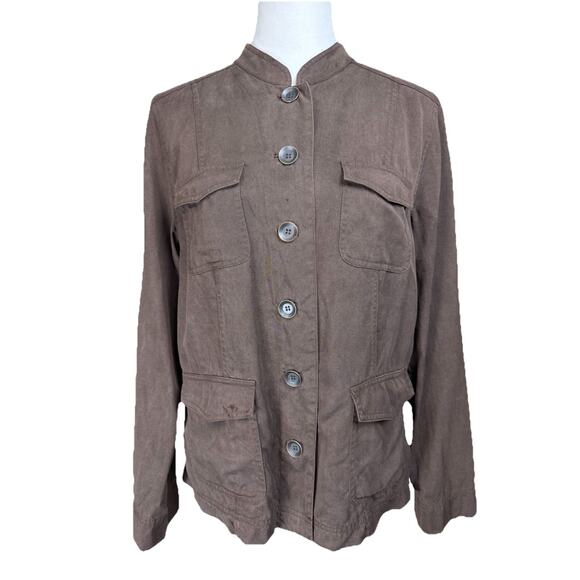 Christopher & Banks Jackets & Blazers - Christopher & Banks Women's Jacket Button Up Brown Sz M Lightweight Pockets